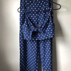 Nasty Gal Navy Blue and Polka Dot matching set